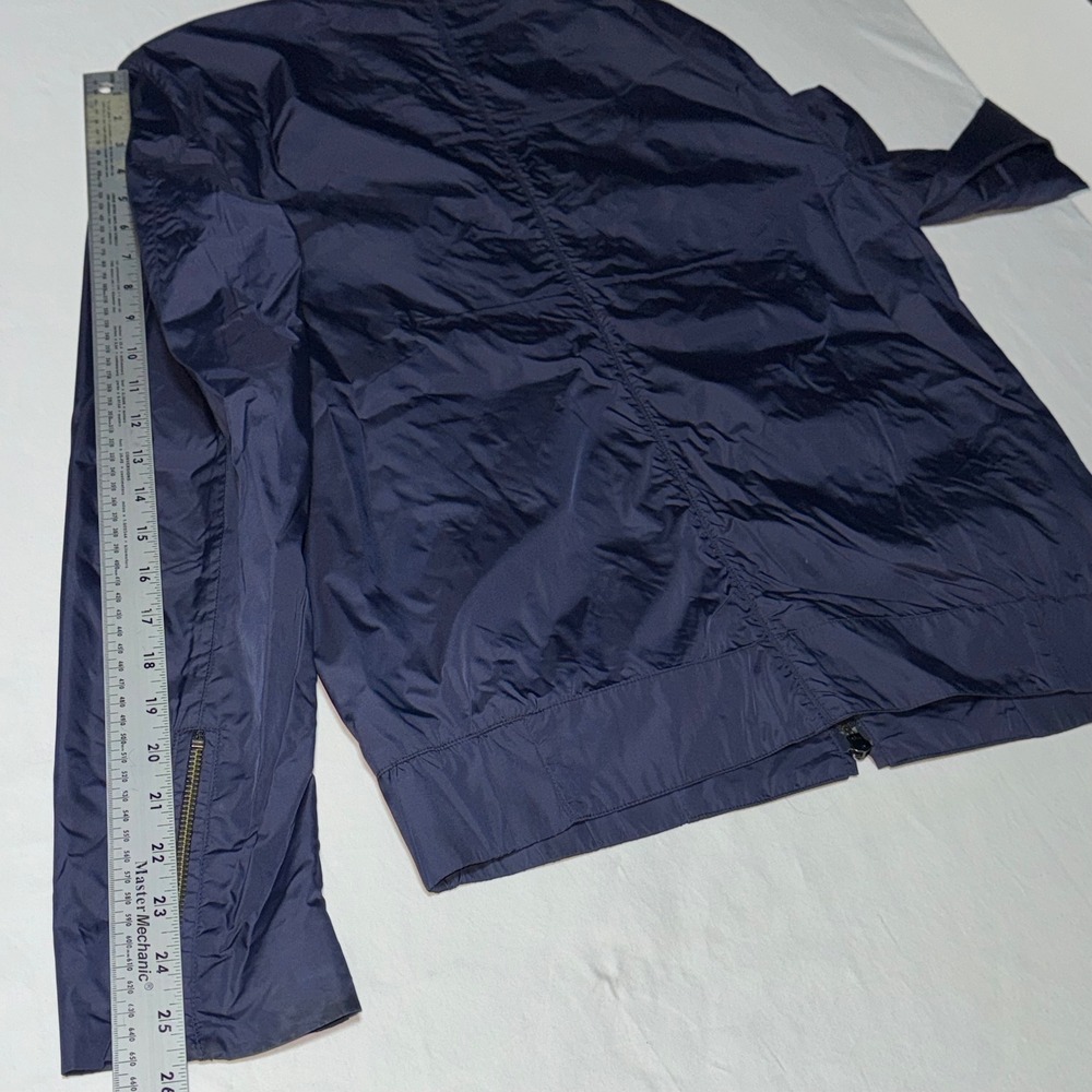 Theory Bomber Jacket Mens M Navy Blue Nylon Full Zip Mock Neck Zipper Cuffs READ - Picture 6 of 12
